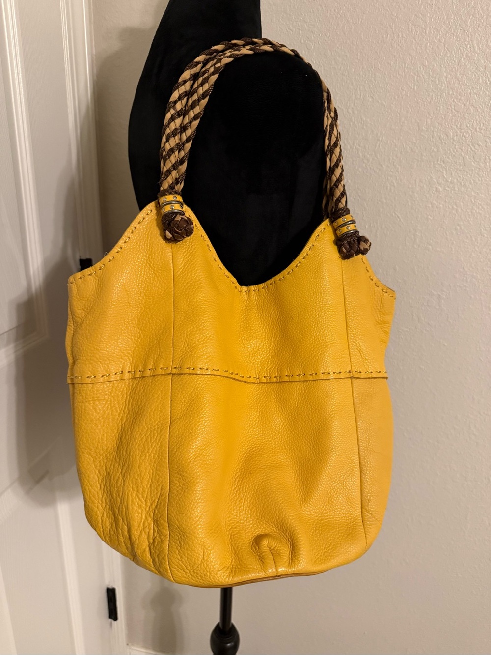 The Sak Yellow Leather Tote with Braided Handles - Picture 5 of 9